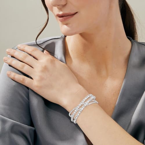 Rhinestone Bracelet for Women MultiLayer Crystal Cuff Bracelet Strand Layered Bracelet - color: Silver 6