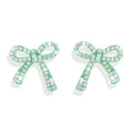 Rhinestone Bow Earrings for Women, Elegant Bridal Jewelry Statement Drop Dangle Earrings, Wedding Guest Dress Matching Accessories, Bridesmaid Gift, Sparkling Party Costume Outfit - color: A7:Green Bow Stud Earrings