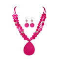 Big Teardrop Pendant Necklaces for Women Colorful Beaded Necklaces Statement Set for Holiday. - color: Hot Pink