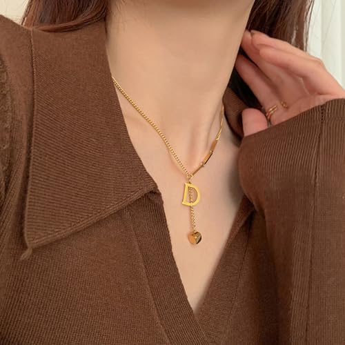 Gold Necklaces for Women Gifts - 14K Gold Plated Necklace for Women Necklaces for Her Tiny Fashion Jewelry for Teens，for Women Friends Jewelry Gifts，Necklace Gold Jewelry Birthday Gifts - style: Letter D necklace