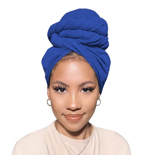 Head Wraps for Black Women African Head Wrap Lightweight for Women Long Plain Turban Hair Scarf Scarves - color: 1 Pc-royal Blue