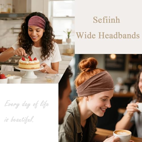 Sefiinh Headbands For Women Headband Elastic Soft Head Bands For Women's Hair Accessories Womens Fashion Yoga Fabric Hair Band 6 Pcs - color: Marled Color