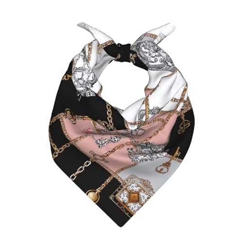 Head Scarf Hair Neck Scarves for Women Fashion Silk Satin Purse Bag Scarfs Handbags Bandana Neckerchief - color: Black Pink Key