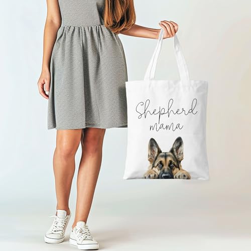 Dog Mama Canvas Tote Bag for Women, Dogs Lover Gift for Dog Mom, Birthday Christmas Cute Rottweiler Gifts For Women. - color: Shepherd Mama (015)