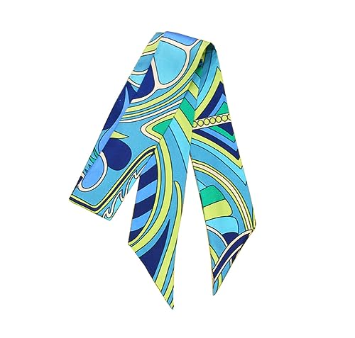 JERLA 100% Mulberry silk Scarf bag scarf Head Hair Ribbon Handbag Handle wrap Tie Bundle Neckerchief Scarf for women - color: Green Checkerboard