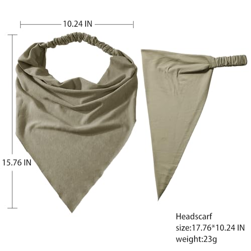 Vercret 6 Pack Hair Scarf Headband for Women Elastic Bandana Head Scarf Large Boho Triangle Kerchief with Clips Non Slip Scarves - color: S Light Colors