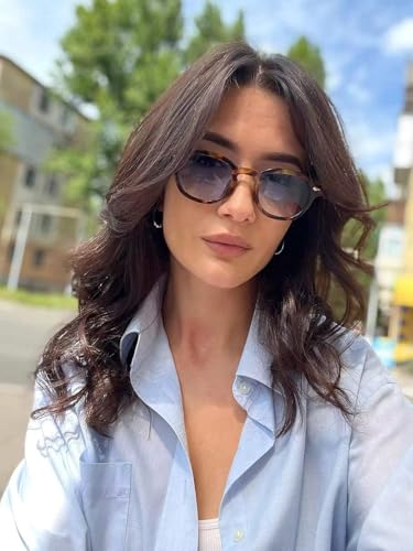 SORVINO Retro Round Sunglasses for Men Women Vintage Unisex Stylish Small Circle Tinted Sun Glasses 46mm - color: Tortoise/Blue Gradient Lens