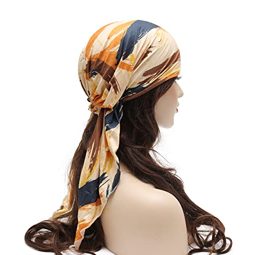ZLYC Chemo Headwear Pre Tied Head Scarf Headwraps Lightweight Turban Beanie Cap for Women - color: Camo Khaki