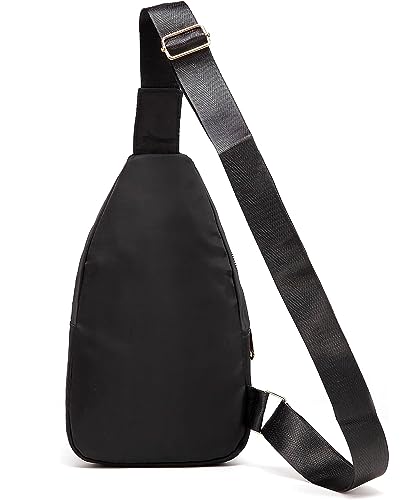 Xsecnua Crossbody Sling Bag Small Sling Backpack, Cross Body Bag Chest Bag for Women Men Travel Hiking Daypack - color: Black