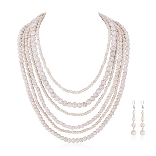 Montana West Rustic Couture's Western Jewelry Set for Women Cowgirl Vintage Western Necklace Earring - color: J-White