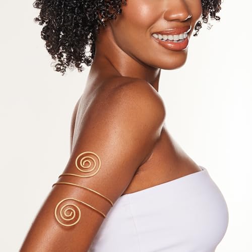 Giovanchi 5 Pieces Arm Cuff Upper Arm Band Cuff Bracelets for Women Adjustable Armband Set - style: C-Gold