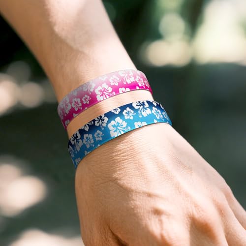 4 Pcs Surfer Beach Bracelets for Men Women Inspirational Elastic Comfy Summer Reversible Wristband Gifts Friendship Bracelets - color: Hawaiian Floral-Bracelets, size: (6.8") Small
