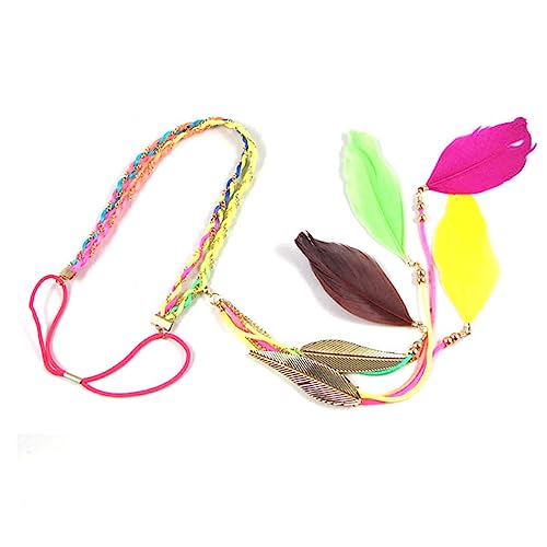 WLBON Halloween Boho Feather Headband Hippie Indian Leaf Hair Hoops Bands Tassel Bohemian Headpiece Hairband Women Xmas Wedding Festival Masquerade Cosplay Dress Up Birthday Party Accessories Orange - color: Purple Tone