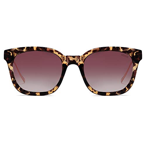 SOJOS Classic Square Polarized Sunglasses Womens Mens Retro Trendy UV400 Sunnies SJ2050 - color: Leopard/Purple