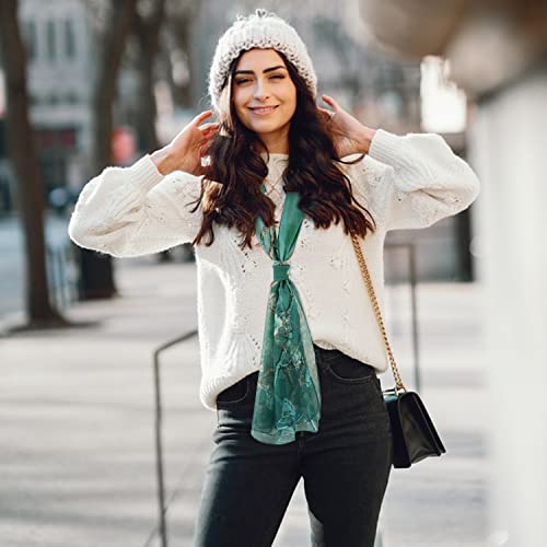 E-Clover Unique Fashion Women's Scarf Chiffon Sheer Scarves for Women Lightweight - color: Green Floral