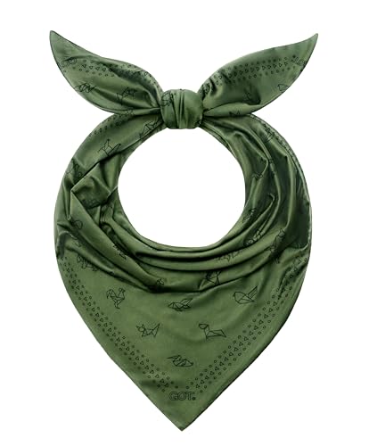 GOT Sports UPF 50+ Cooling Bandana for Men & Women - Thermoregulation, Moisture-Wicking, Sun Protection Bandana Neck Wraps - color: Olive Green Origami