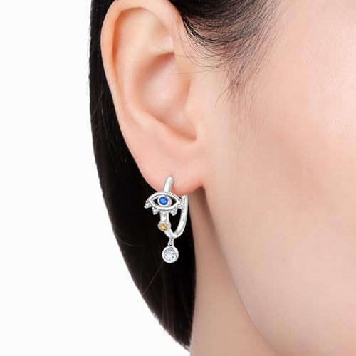 925 Sterling Silver Dangle Earrings for Women, Butterfly&Bee Animals Design, Hypoallergenic Jewelry gifts - color: Devil's Eye Fatima's Hand Earrings