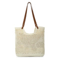 GOKTOW Crochet Beach Bag Women Woven Tote Handbag Casual Boho Bags Large Shoulder Purse For Summer Vacation Travel - color: Beige