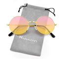 NACHLYNN Round Hippie Sunglasses Metal Border Circle Hippie Glasses UV380 Protection 70s Sunglasses for Men Women Party Favor - color: Pink Yellow