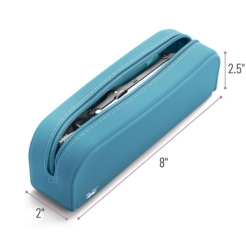 Mr. Pen- Silicone Pencil Case, Aesthetic Pencil Bag for Women, Makeup Pouch | Multifunctional Pouch for Stationery, Cosmetics and Electrical Goods Storage - color: Teal
