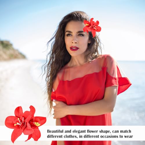 Hawaiian Artificial Flower Hair Clip, Bohemian Flower Hairpin for Seaside Holiday - Plumeria Hairpin Headdress Bobby Pins Headwear for Woman Girl Lady Kids - color: 3 colors