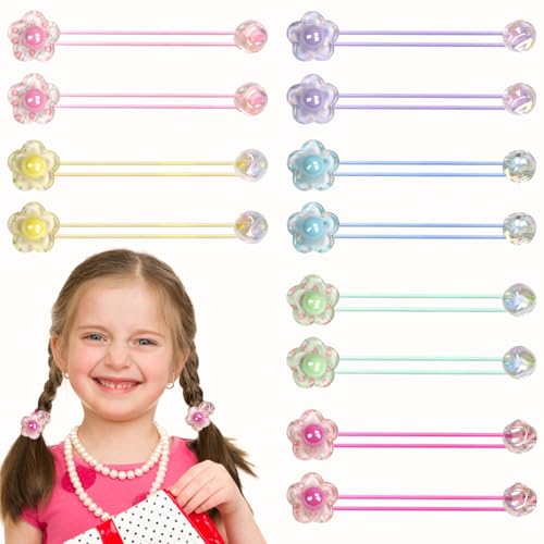 12PCS Ball Charm Hair Ties for Little Girls,Colored Bead Rubber Band Bubble Hair Ties with Balls No Damage Ponytail Holders for Toddler Girls (Pink, Purple, Blue, Rose Red, Light Green,Yellow) - color: Pink, Purple, Blue, Rose Red, Light Green,Yellow