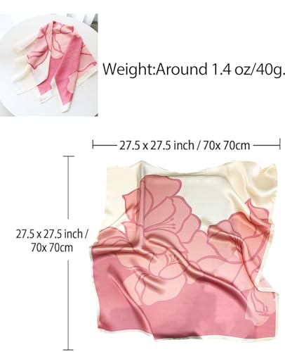 Dailyacc Hair Bandanas Scarf For Women Lightweight Fashion Neck Silk Satin Head Scarves For Sleeping Handbags Scarf - color: 14-pretty in Pink/27.5*27.5in