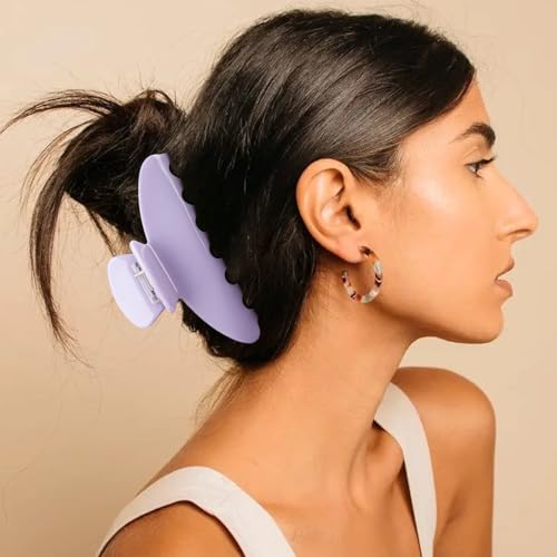 MAORULU Cute Claw Clip for Women – 4.3'' Large Acetate Hair Clips for Thick Thin Curly Long Hair, Durable Hair Clamps Non-slip Jaw Clip, Strong Hold, Stylish French Design (Pastel Purple) - color: Pastel Purple