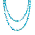 Long Beaded Necklace for Women Boho Colorful Crystal Stone Knot Statement Fashion Costume Jewelry Gifts - color: Aquamarine