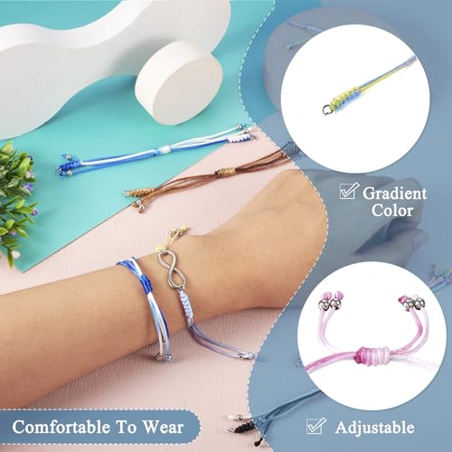 Adjustable Slider Bracelets Colorful Half Finished Bracelets Adjustable Beaded Bracelets DIY Friendship Bracelets for Women Jewelry Making Gifts Supplies - color: Colorful-Gradient