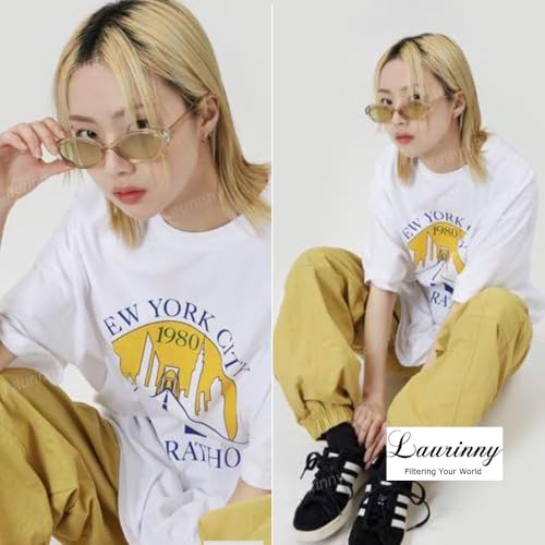 90s Sunglasses for Women Men Retro Small Oval Sunglasses - color: Champagne/Light Yellow