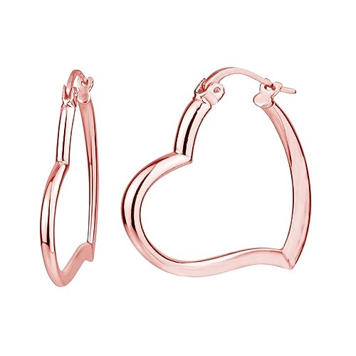 LeCalla 925 Sterling Silver Heart Hoop Earrings for Women | Love Theme Heart Shaped Hoop Earring | Womens Italian Love Heart Earrings Hoops - color: Rose Heart Hoop