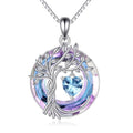 POPLYKE Mothers Day Gifts for Mom Her Wife Tree of Life Necklace 925 Sterling Silver Birthstone Pendant with Crystal Anniversary Birthday Wedding Jewelry for Women - color: 03-Mar-Aquamarine, style: White Gold Plated-Amethyst Crystal