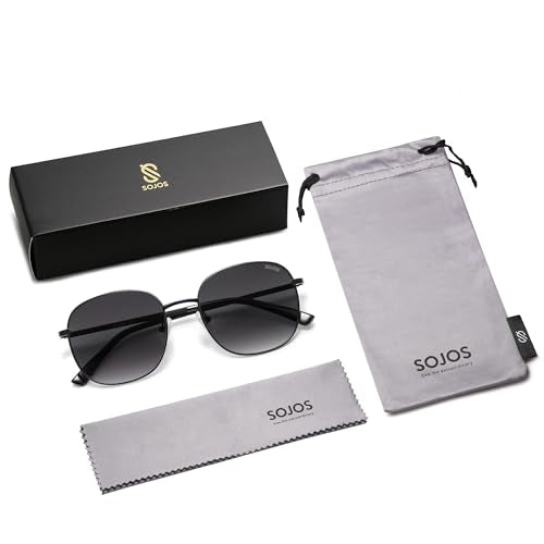 SOJOS Classic Trendy Square Sunglasses for Women Men Cute Big Frame Gold Shades SJ1137 - color: Matt Black/Gradient Grey