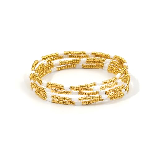 Dainty Gold Plated Pearl Crystal Beaded Bracelets Set for Women 14K Gold Plated Bead Pearl Beads Bracelet Stackable Paperclip Link Chain Bracelets Gold Plated Bracelets for Women Trendy Jewelry - color: Style10-Gold&White 5pcs
