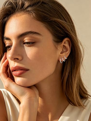 FaithHeart 925 Sterling Silver Post Huggie Hoop Earrings for Women, Silver Small Hoop Earring, Hypoallergenic Cartilage Earrings for Women - color: 01. Blank-Silver, size: 10mm