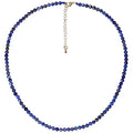 Simple Choker Necklace for Women Real Stone and Crystals Necklaces 4mm Beaded Choker Jewelry Meditation Gift for Women (16"+2") - style: Lapis Lazuli