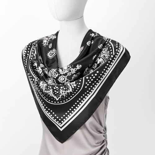 QIUTIMIY 35"x35" Like Silk Head Scarf for Women Satin Feel Large Square Scarf for Hair Wrapping and Sleeping Fashion Bandana - color: (90cm)square Scarf 5