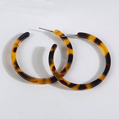 BaubleStar Tortoise Shell Resin Hoop Earrings Fashion Jewelry - color: Tortoise