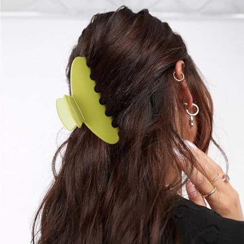 MAORULU Cute Claw Clip for Women – 4.3'' Large Acetate Hair Clips for Thick Thin Curly Long Hair, Durable Hair Clamps Non-slip Jaw Clip, Strong Hold, Stylish French Design (Avocado) - color: Avocado