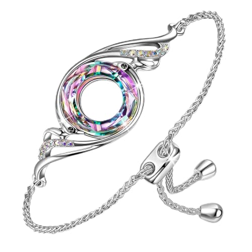 Kate Lynn Rise From the Ashes Phoenix Bracelet Made with Crystals from Austria, Adjustable Slider Bracelet for Women, Packaged with Jewelry Box, Birthday Gift for Women, Symbol of Luck and Renewal - color: Purple Light