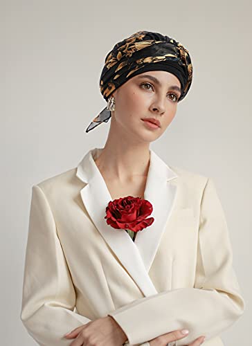 Chemo Headwear Turbans for Women Long Hair Head Scarf Headwraps Cancer Hats - color: Autumn Day