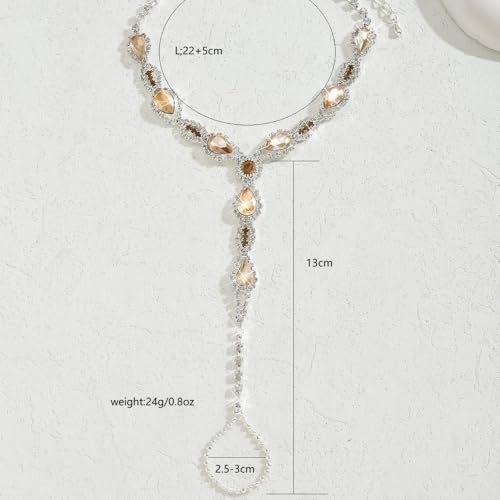 Kokoma Teardrop Barefoot Sandal Anklet for Women Cubic Zirconia Water Drop Foot Chain with Toe Ring Beach Wedding Anklet Foot Chain Jewelry - color: Champagne