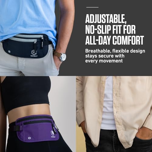 VENTURE 4TH Money Belt for Travel – Hidden Under-Clothes RFID Blocking Passport Holder & Slim Travel Wallet Pouch for Men & Women to Protect Cash, Cards & Documents (Silver) - color: Silver
