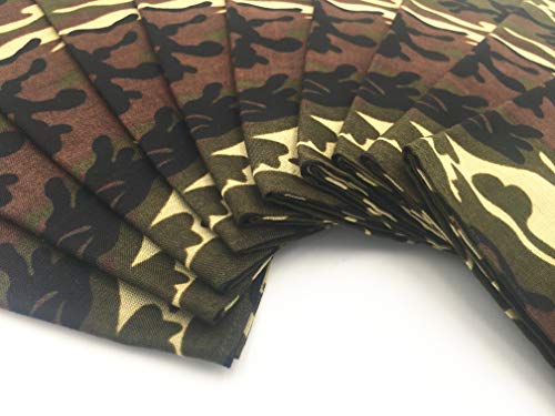 Vamqor 100% Cotton 10 Pack Fine Bandanas - color: Camouflage