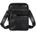 Leather Messenger Bag for Men, Small Leather Sling Shoulder Bag Messenger Pack for Men, Man Purse - color: Black