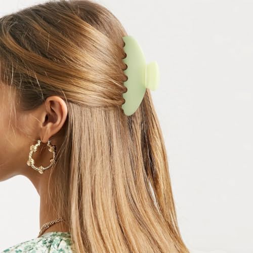 MAORULU Cute Claw Clip for Women – 4.3'' Large Acetate Hair Clips for Thick Thin Curly Long Hair, Durable Hair Clamps Non-slip Jaw Clip, Strong Hold, Stylish French Design (Mint Cream) - color: Mint Cream