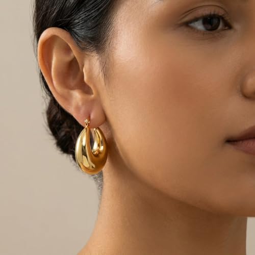 4 Pair Small Gold Hoop Earrings for Women Sensitive Ears - Hypoallergenic 14k Real Gold Plated Hoops Zirconia Cartilage Huggie Earrings Set Helix Piercing Earring Gold Jewelry for Women Gift - color: T1908 Hoop Gold
