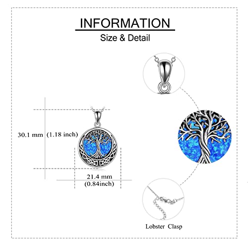 ONEFINITY Tree of Life Necklace 925 Sterling Silver Abalone Shell Celtic Knot Pendant Necklace for Women Jewelry - style: Opal tree of life