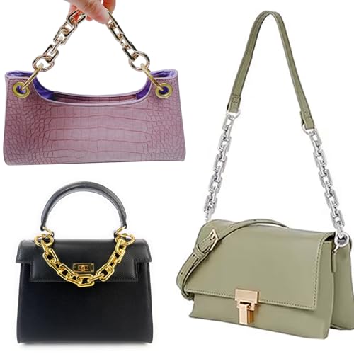 VersaKits 33.85'' Brass Heavyweight Chunky Purse Chain Strap | Premium Zinc Alloy Luxury-Inspired Design Wear-Resistant Finish Easy Clip-On Installation DIY Bag Upgrades - color: Brass, size: 33.85''(86cm)